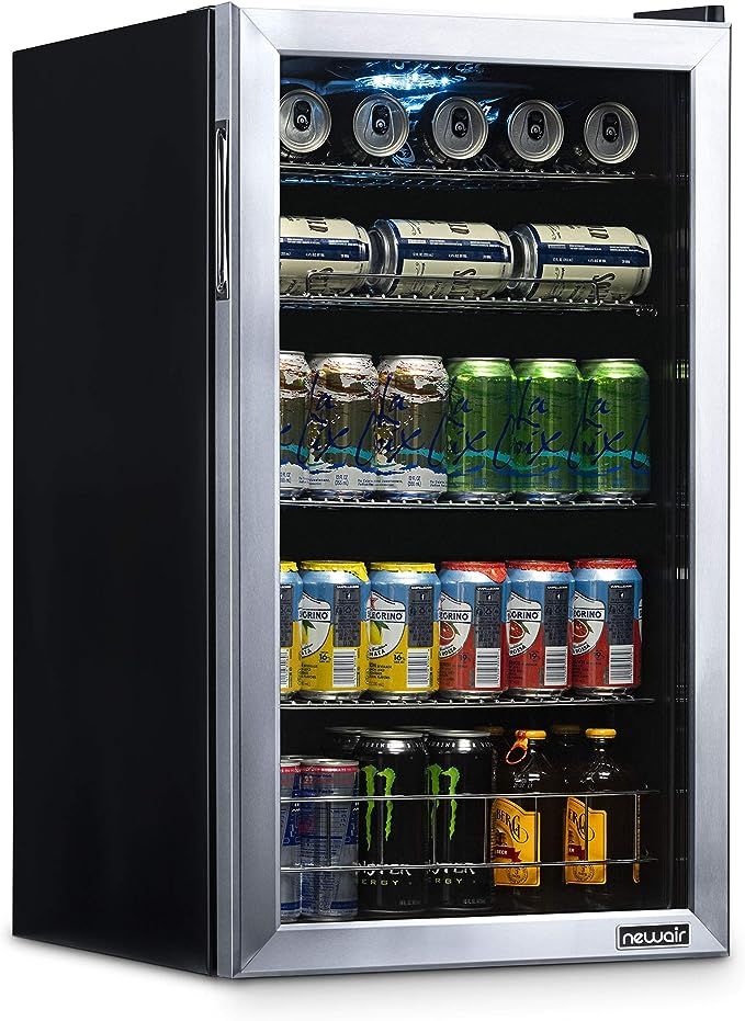 NewAir Beverage Refrigerator And Cooler, Free Standing Glass Door Refrigerator Holds Up To 126 Ca... | Amazon (US)