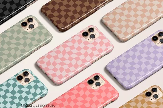 Designer Checkerboard iPhone Case for 13 12 11 Pro Max Wavy 