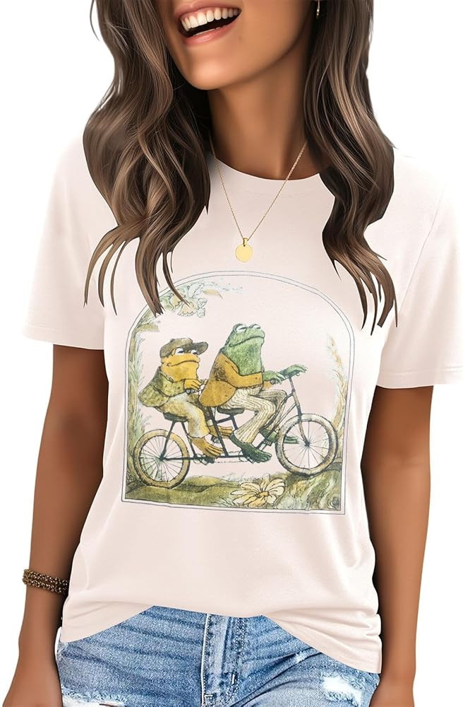 IRISGOD Womens Graphic Tees Casual Summer Short Sleeve Vintage T Shirts Tops | Amazon (US)