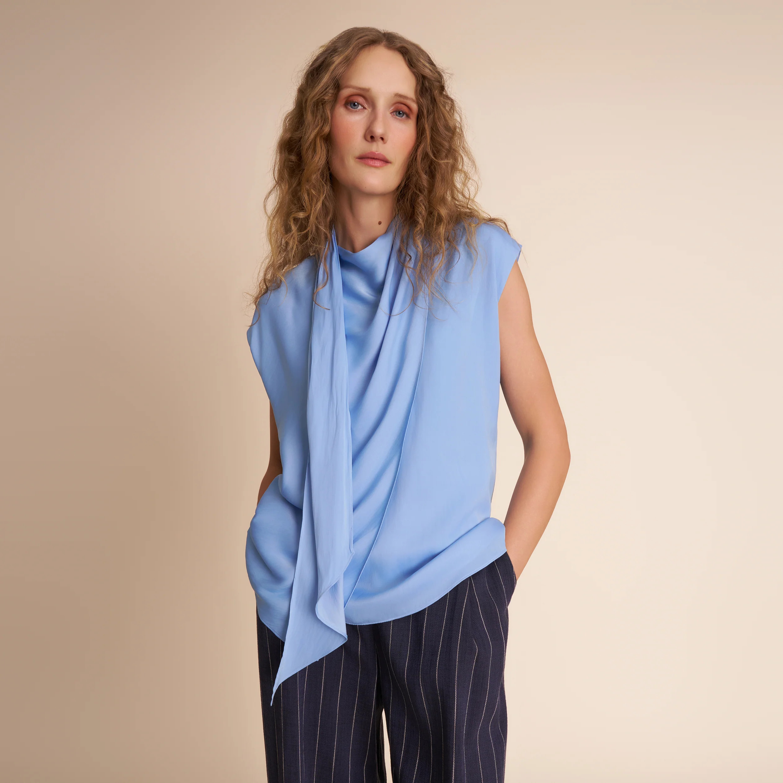 Ismelka Scarf Top - Eco Drape :: Sky Blue | MM LaFleur