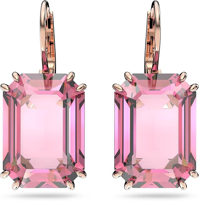 Swarovski Millenia Earrings, Octagon cut crystal, Pink, Rose-gold tone plated | Amazon (US)