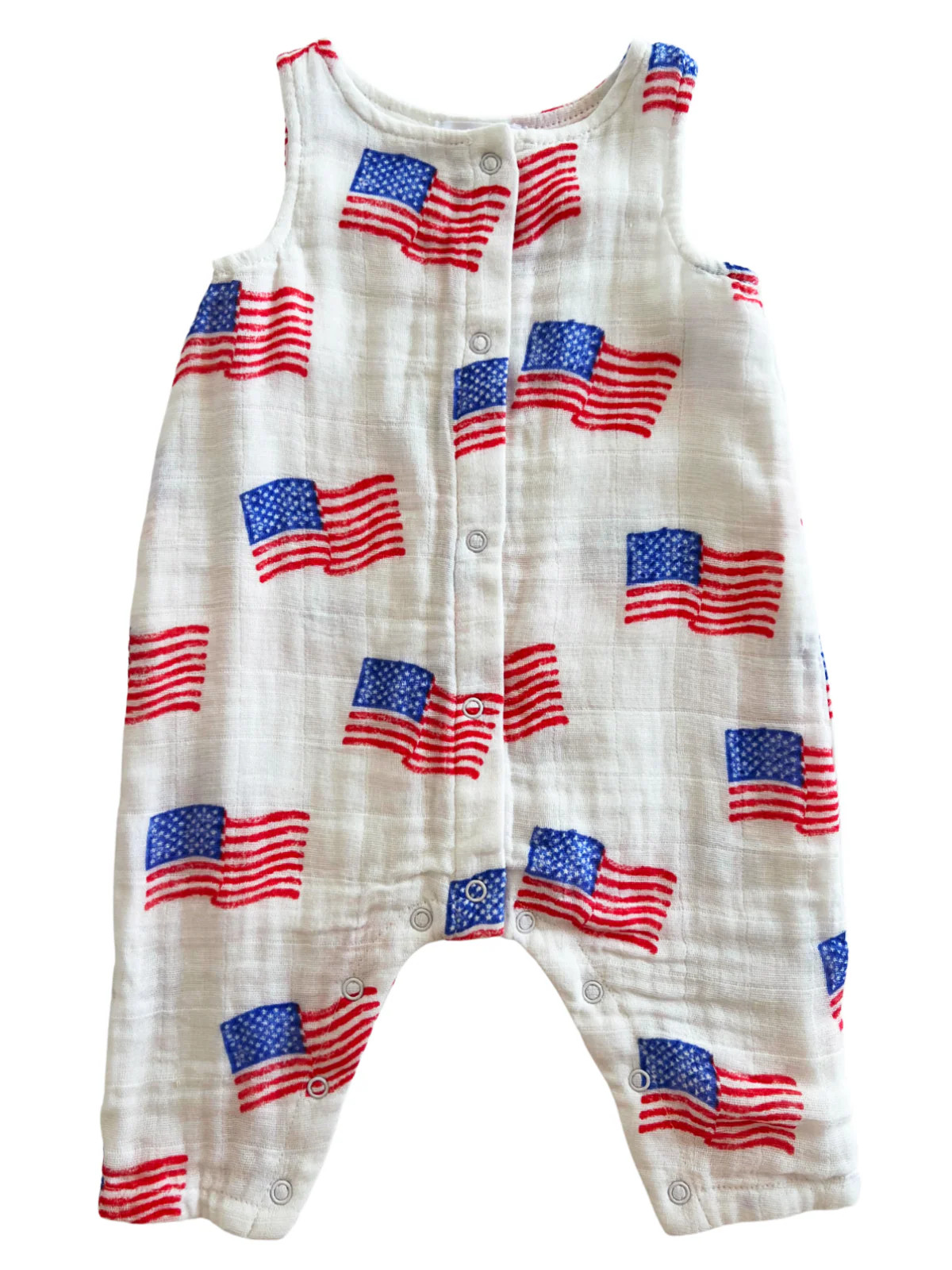 Muslin Sleeveless Romper, American Flag | SpearmintLOVE