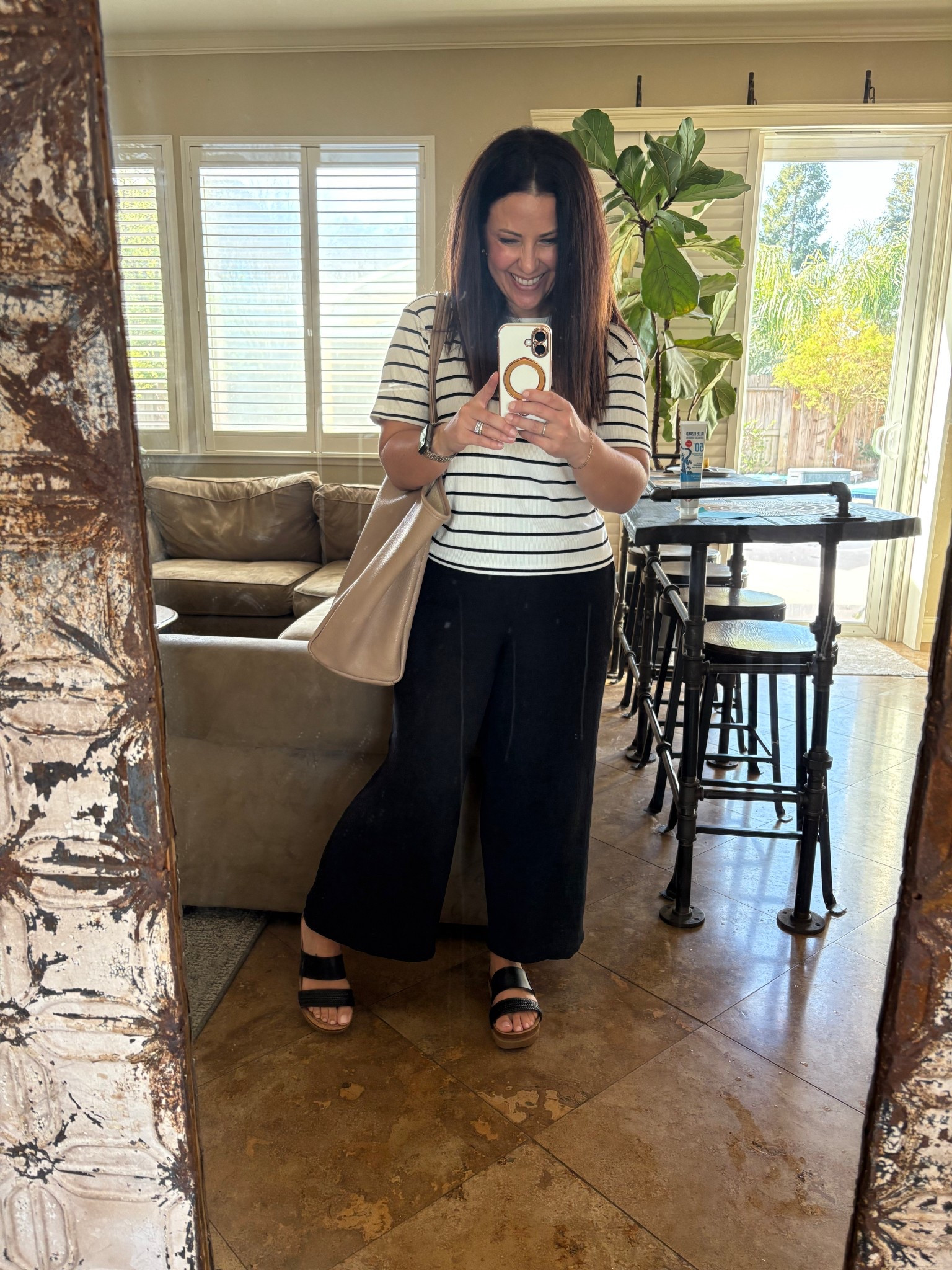 Today was beautiful! Mid 80s and sunny 😎 I finally got to wear my petite friend gauze linen pants. I’m wearing a small in both my striped top and pants. Teacher ootd 

#LTKOver40 #LTKPetite #LTKWorkwear