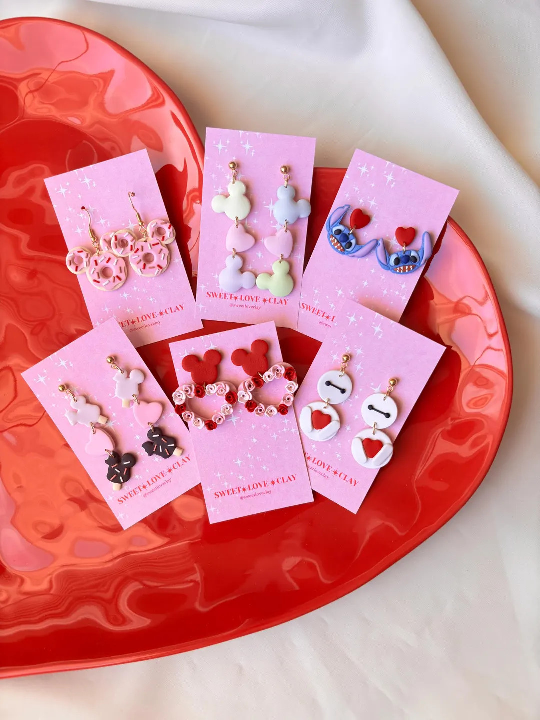 Disney Valentine Clay Earrings | Valentine's Day Polymer Clay Earrings | Sweet Hearts Nite Earrin... | Etsy (US)