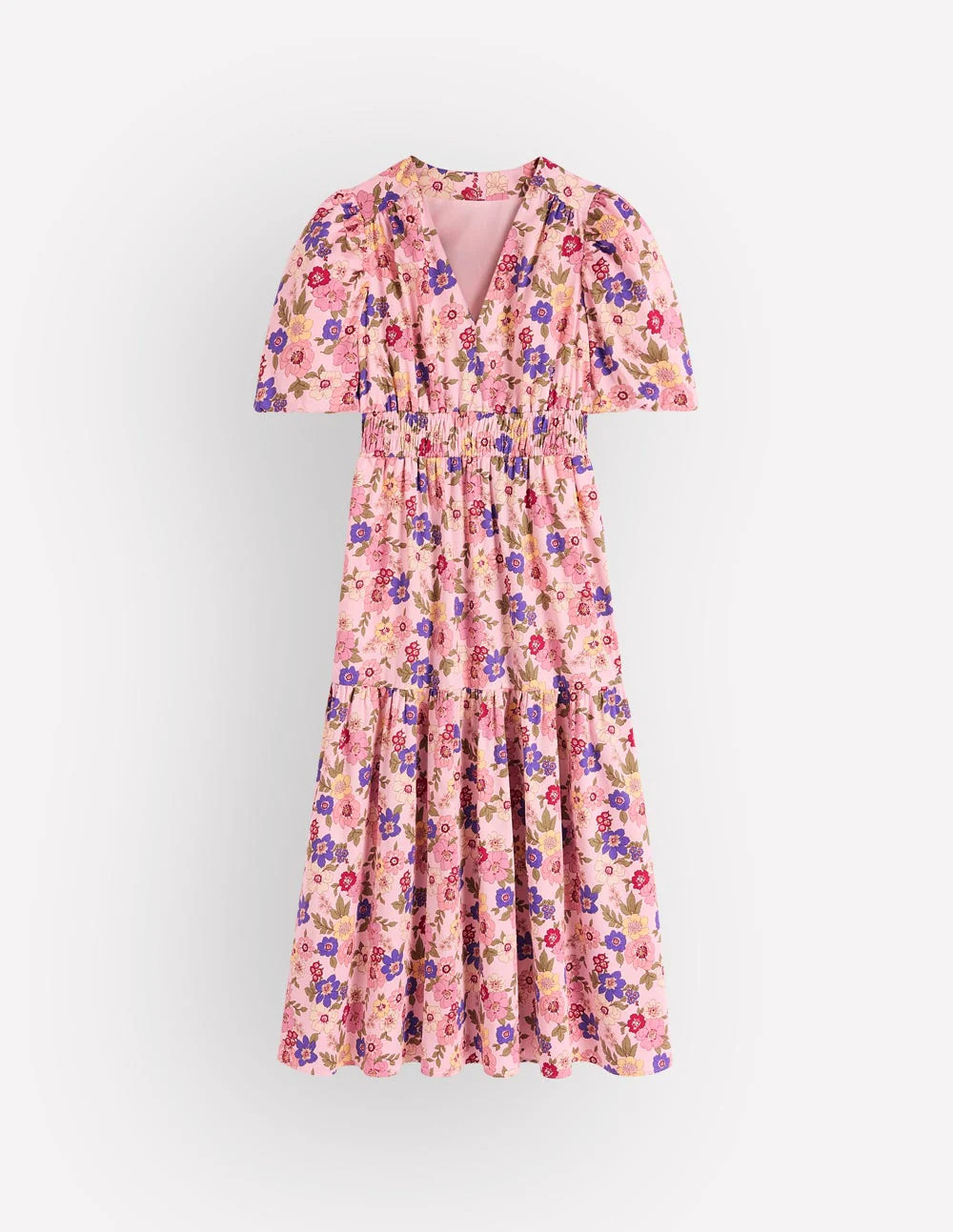Irene Puff Sleeve Cotton Dress-Pink, Blossomy Garden | Boden (US)