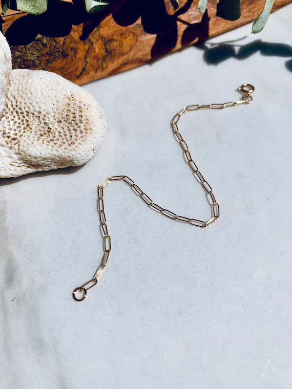 14k Gold Filled Paperclip Chain Bracelet Minimal Gold | Etsy | Etsy (US)
