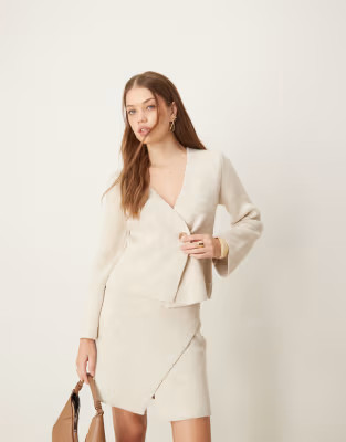 River Island asymmetric cardigan co-ord in beige | ASOS (Global)