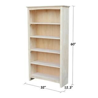 International Concepts 60 in. Unfinished Wood 5-shelf Standard Bookcase with Adjustable Shelves S... | The Home Depot