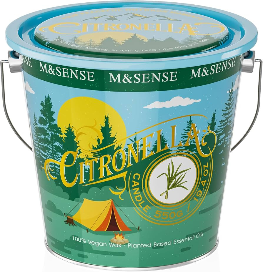 M&SENSE Citronella Candles Outdoor, 120 Hours Burn Natural Citronella Oil Soy Candle for Patio Ca... | Amazon (US)