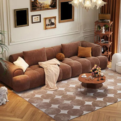 French-style antique Brown Modular Sofa cushion couch living room sofa | Wayfair North America
