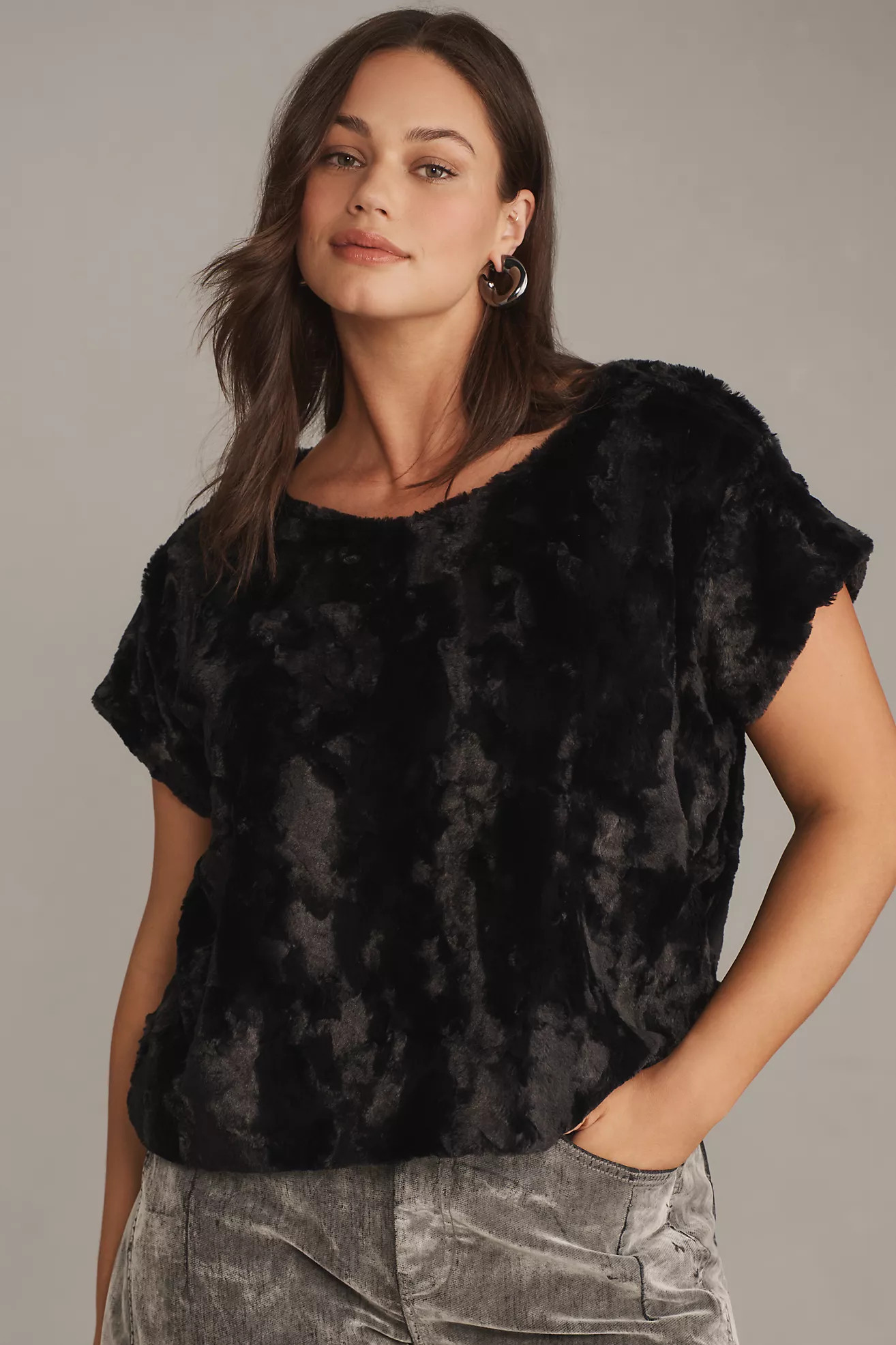 Maeve Faux Fur Tee | Anthropologie (US)