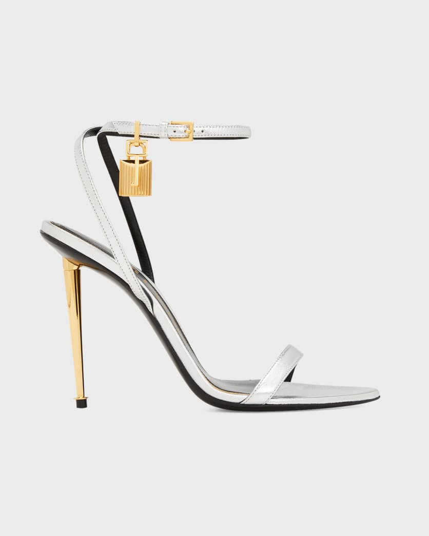 Lock Metallic Stiletto Sandals | Neiman Marcus