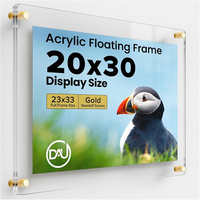 Acrylic Floating Frames Gold Standoffs(single) 20" x 30" Clear Acrylic Frames for Wall Mount Floa... | Amazon (US)