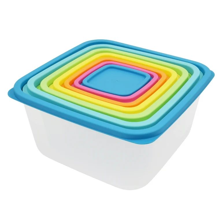 Mainstays 14 Piece Rainbow Plastic Food Storage Set, Blue Rainbow | Walmart (US)