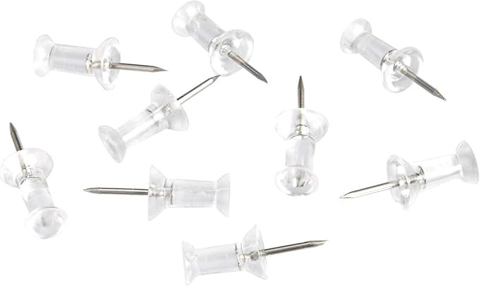 Amazon Basics Push Pins Tacks, Steel Point, Clear Plastic Head, for Bulletin Board, Maps, Posters... | Amazon (US)