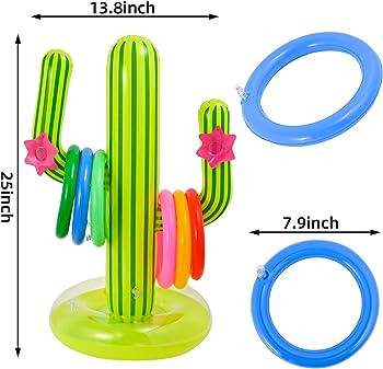 NAUZE 7 Pieces Cactus Ring Toss Game Set Inflatable Cactus with 7 Rings for Hawaii Party Decor Sw... | Amazon (UK)
