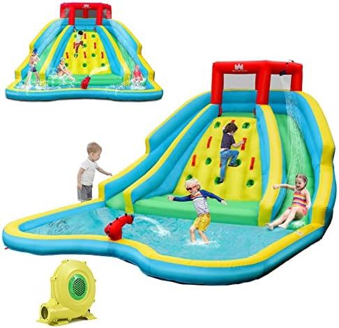 BOUNTECH Inflatable Water Slide, 15FTx 12FTx 8FT Giant Water Park Double Long Kids Water Slide with  | Amazon (US)