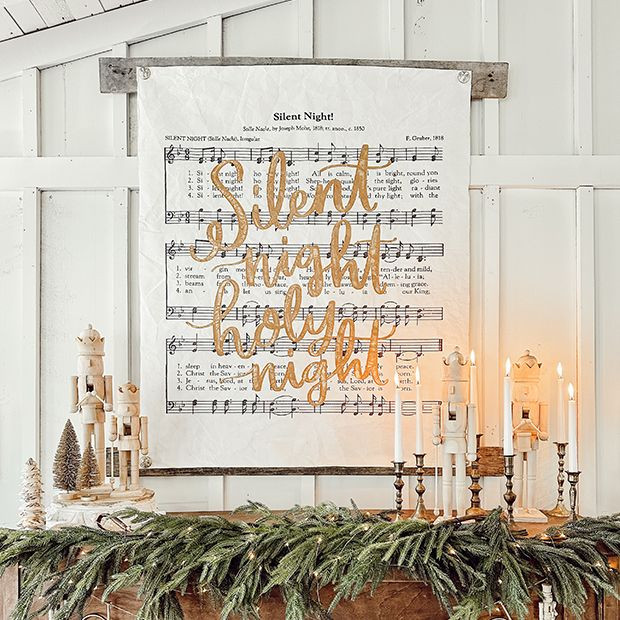 Silent Night Paper Wall Art with Tacks | Antique Farm House