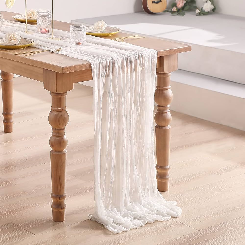 Serwalin Cheesecloth Table Runner 13ft x 35" Gauze Table Runner for Wedding Reception Bridal Show... | Amazon (US)