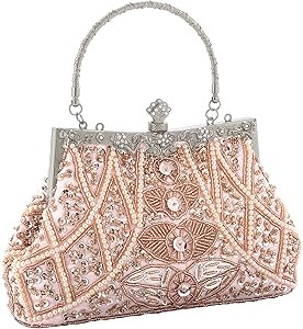 AIJUN Beaded Sequin Purse Beaded Clutch Vintage 1920s Purse Pearl Handbag Flower Evening Clutch B... | Amazon (US)