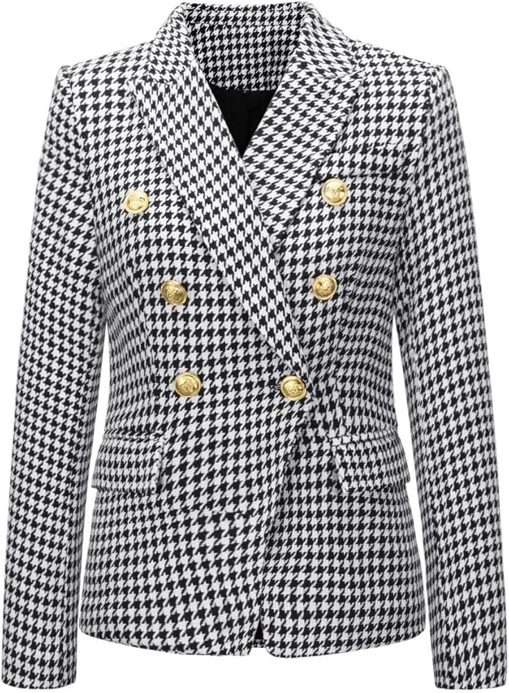 chouyatou Women's Vintage Double Breasted Slim Fit Dress Suit Blazer Jacket | Amazon (US)