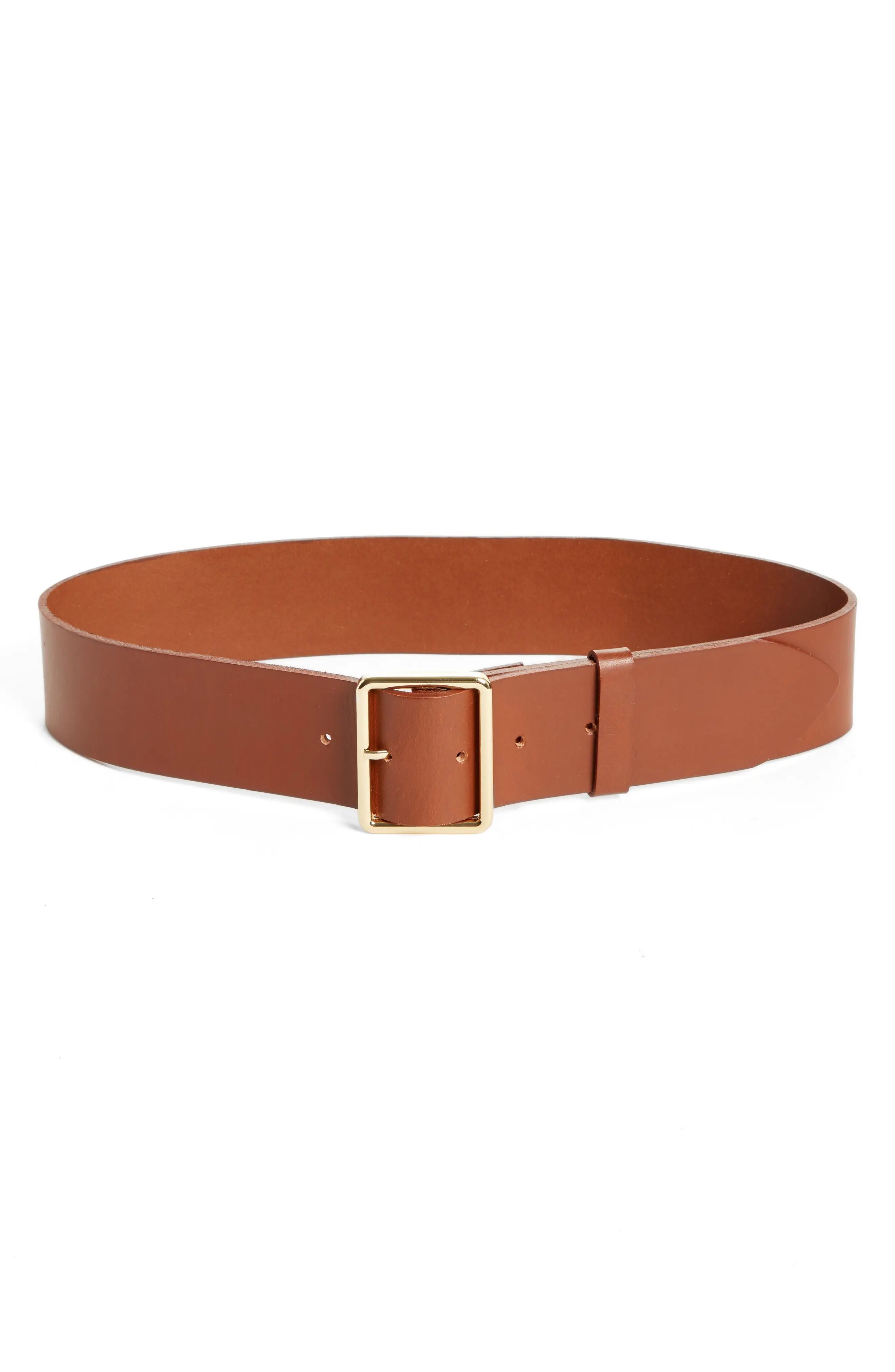 Rectangle Buckle Leather Belt | Nordstrom