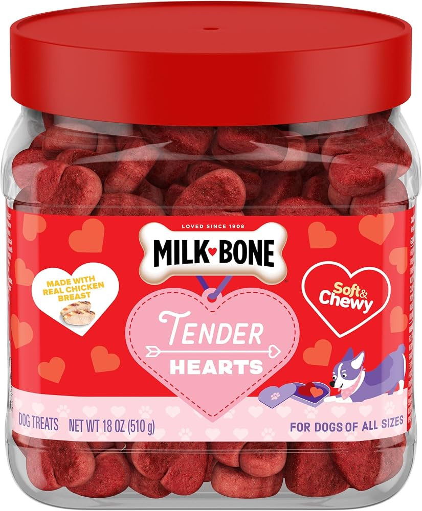 Milk-Bone Tender Hearts Soft & Chewy Dog Treats, 18 Ounce | Amazon (US)
