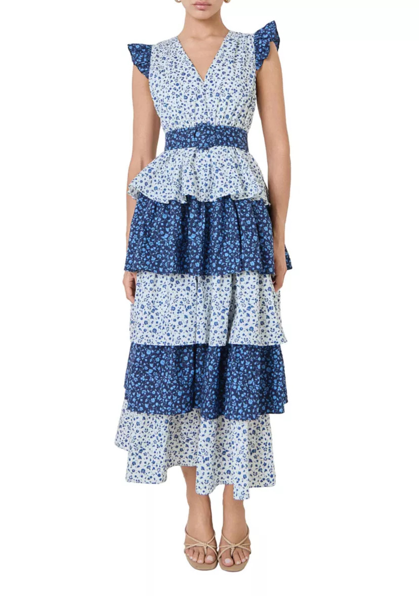 Mixed Floral Tiered Maxi Dress | Belk