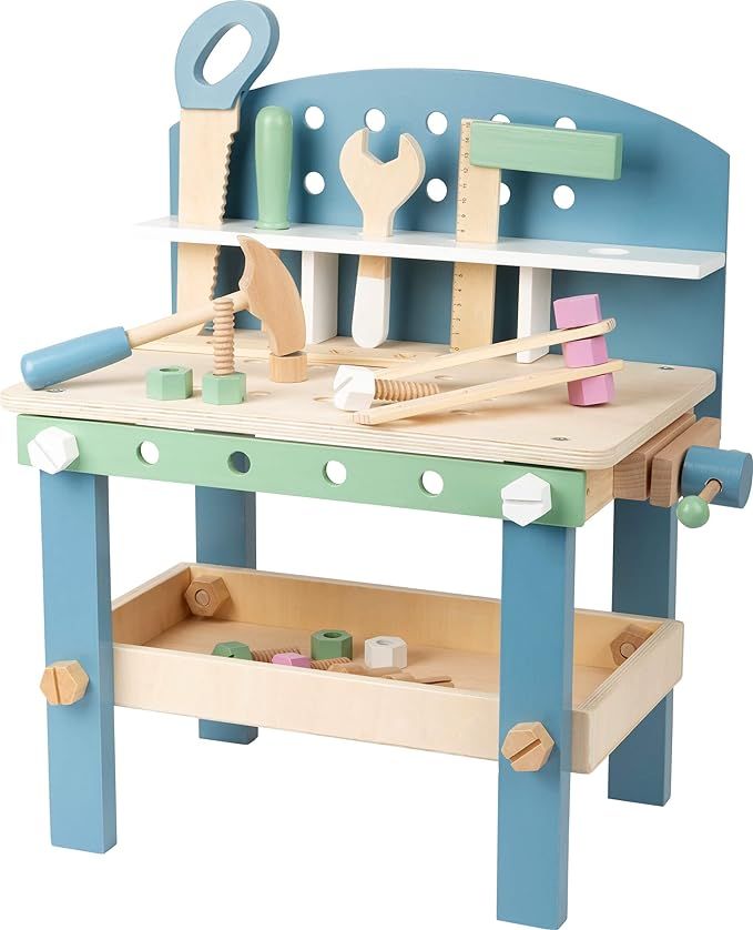 Compact Wooden Workbench by Small Foot –Tool Bench Set in Nordic Theme – 21+ Piece Playset In... | Amazon (US)