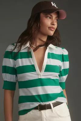 Maeve Puff-Sleeve Polo Top | Anthropologie (US)