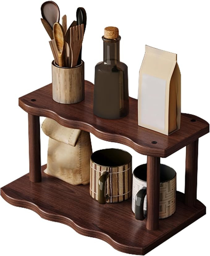 Wooden Mug Holder Countertop, 2-Tier Coffee Cup Holder Mug Display Coffee Mug Organizer Mug Rack ... | Amazon (US)