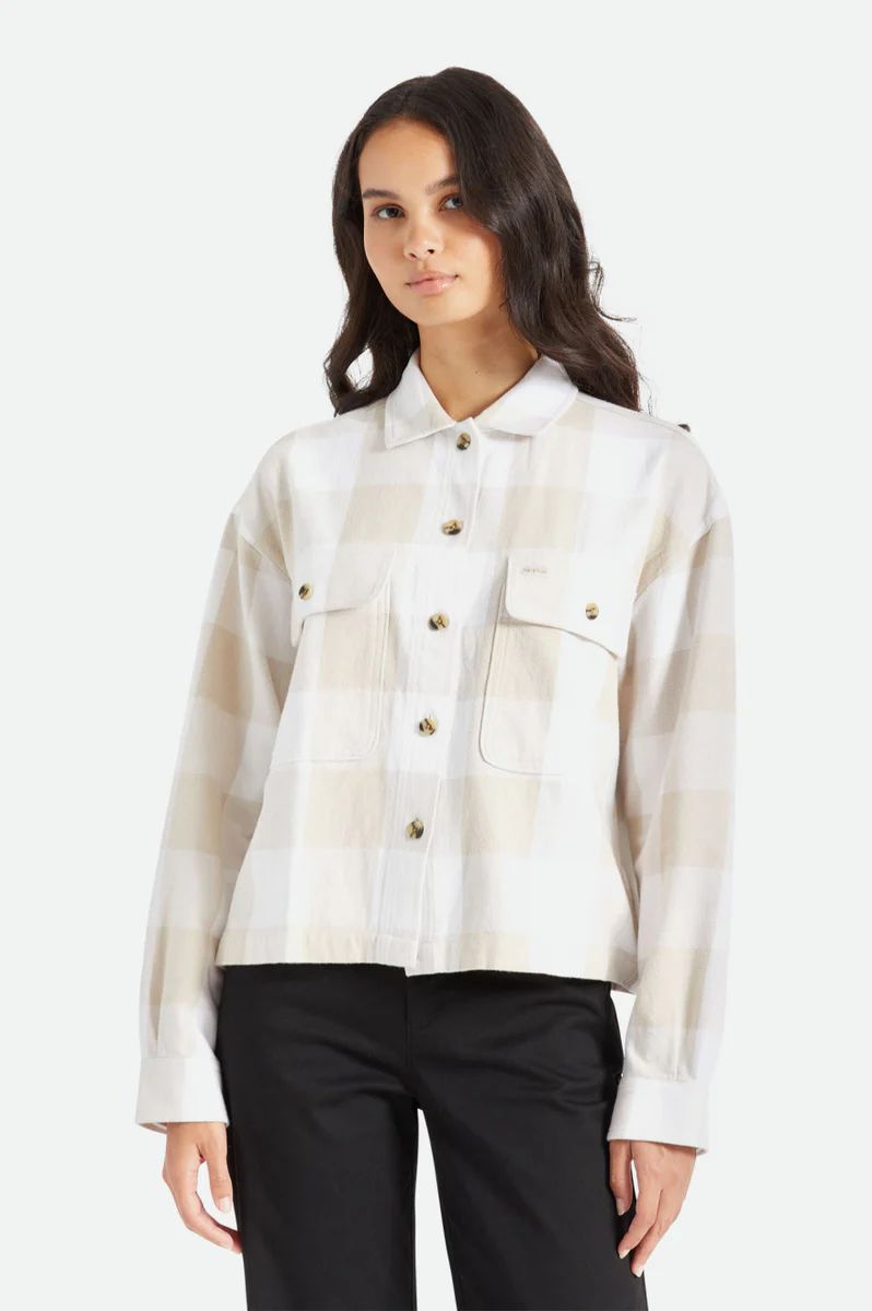 Women's Bowery Long-Sleeve Flannel - White | Brixton