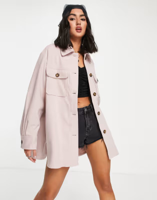 BB Dakota herringbone shacket in pale pink | ASOS (Global)