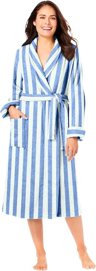 Dreams & Co. Plus Size Short Terry Robe | Amazon (US)