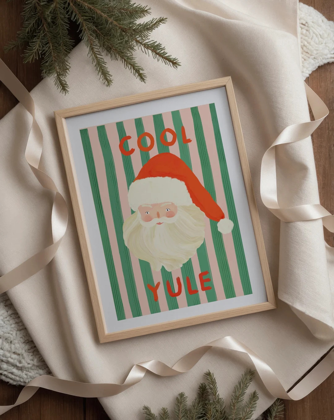 Cool Yule, Hand Drawn Christmas Drawing, Christmas Print, Christmas Home Decor , Santa Art Print,... | Etsy (US)