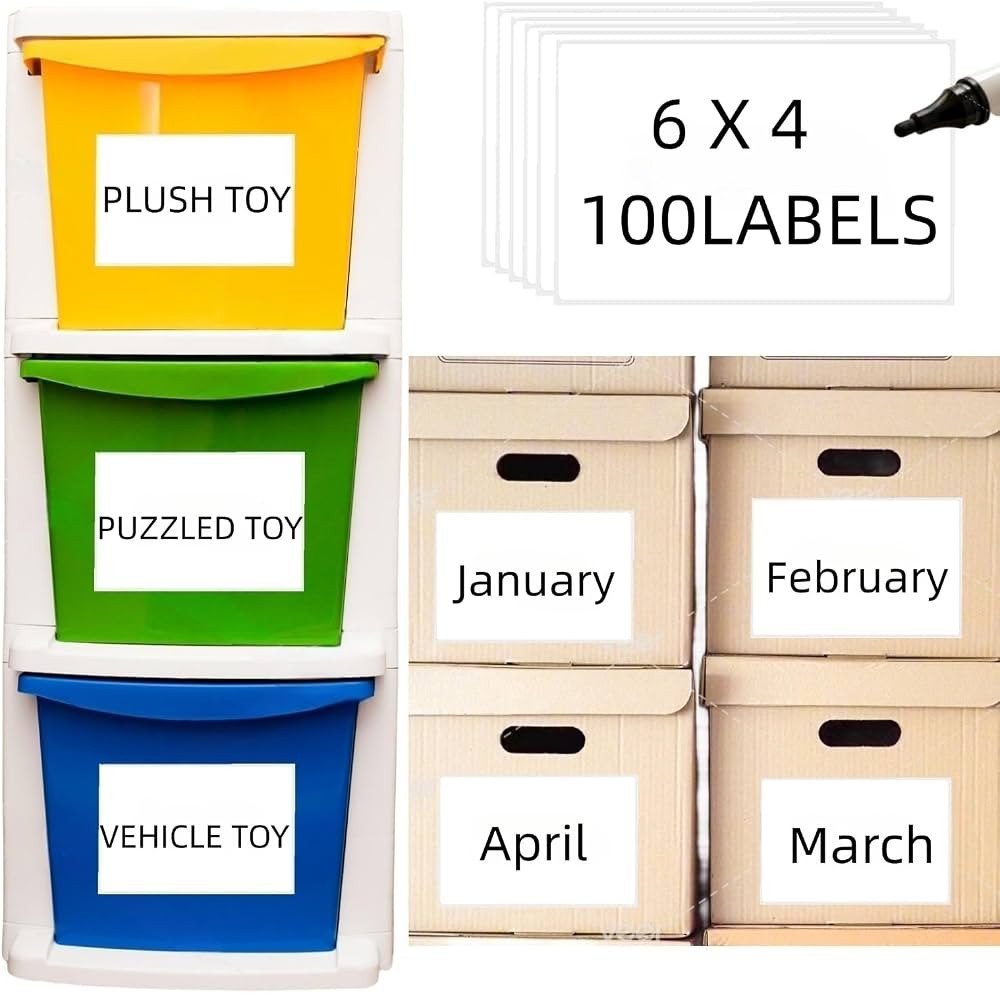 100 4" x 6" Thermal Label Stickers for Shipping Packing, Kitchen Storage Containers, Desk Items, ... | Amazon (US)