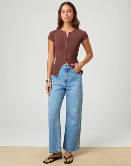 High Rise Straight Leg Cropped Jean in Bentley Blue Wash | Glassons AU | Glassons (Australia)