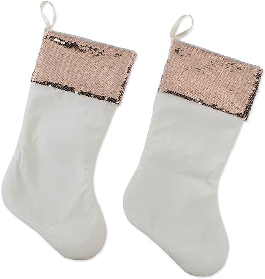 DII CAMZ10923, Christmas Stockings, Velvet with Champagne Sequin Border 2 Count | Amazon (US)