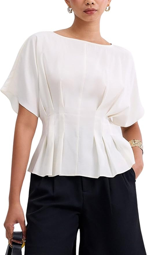Zhiyouni Women's Summer Peplum Tops Short Sleeves Crewneck Dressy Casuak Babydoll T-Shirt Blouse | Amazon (US)
