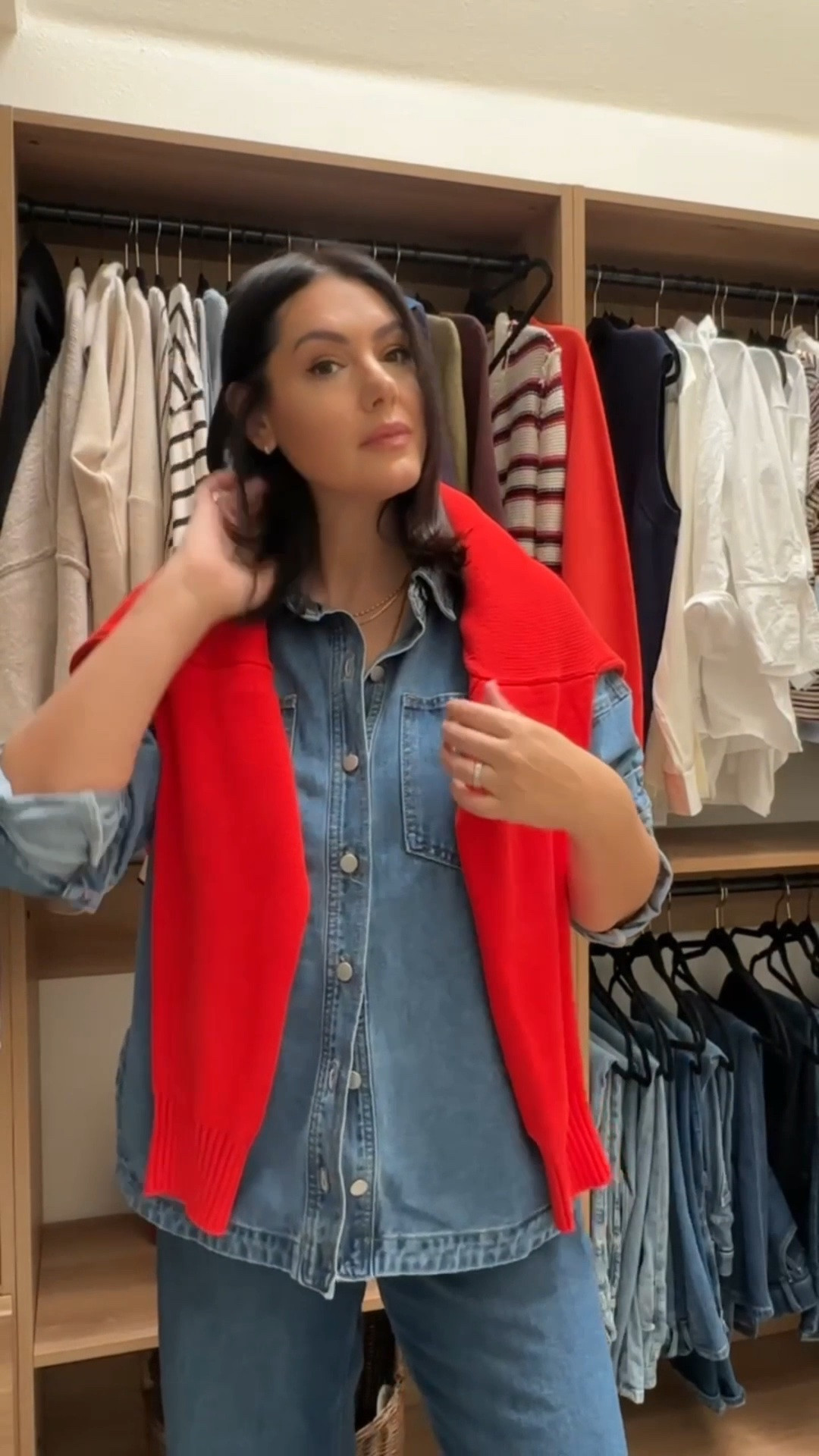 From inspo to out the door! Love this denim on denim look!