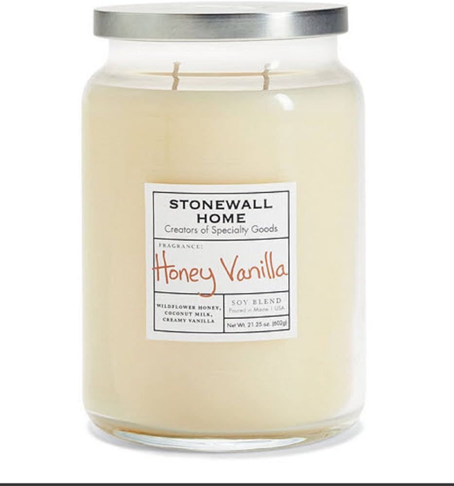 Stonewall Home Honey Vanilla Large Glass Apothecary Jar, Scented Candle, 21.25 oz., Ivory | Amazon (US)