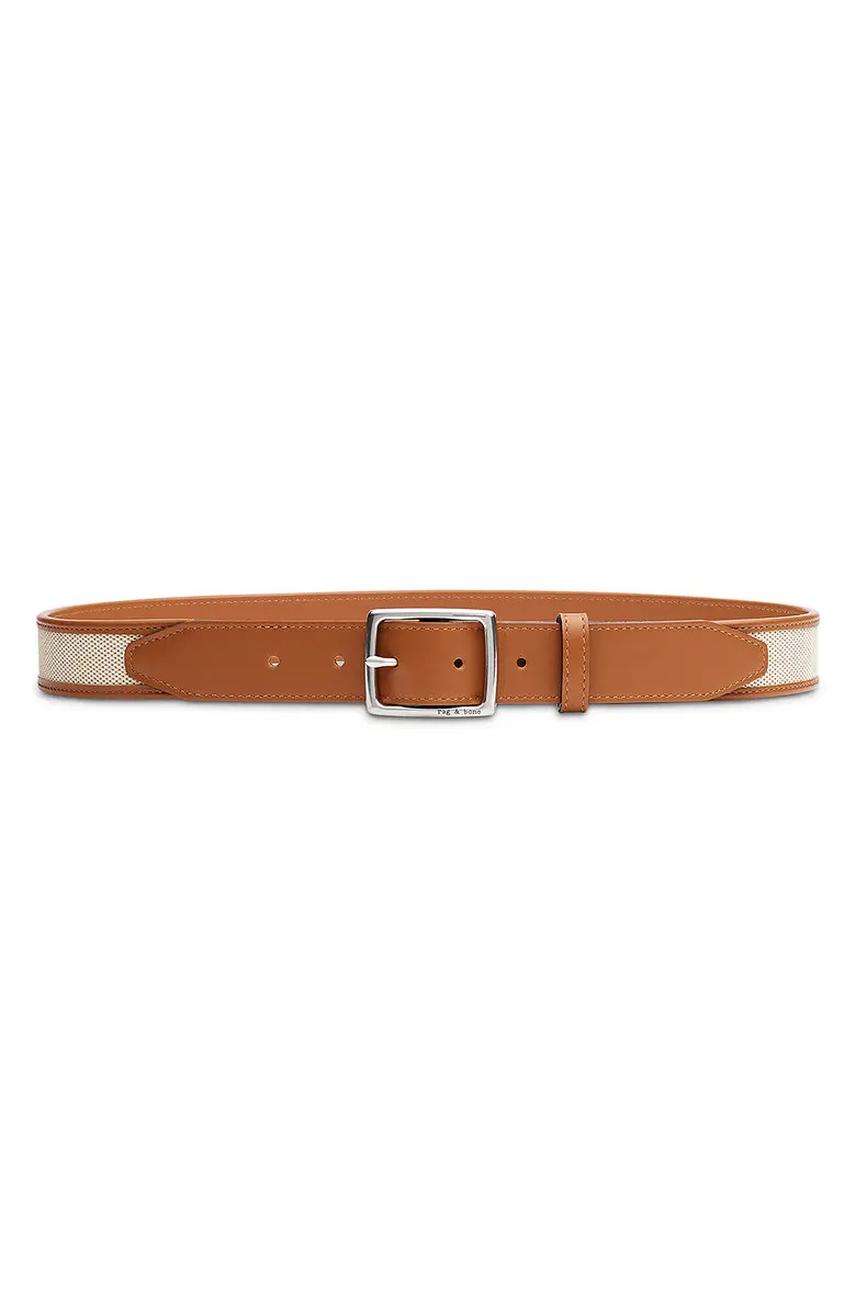 Boyfriend Leather & Canvas Belt | Nordstrom