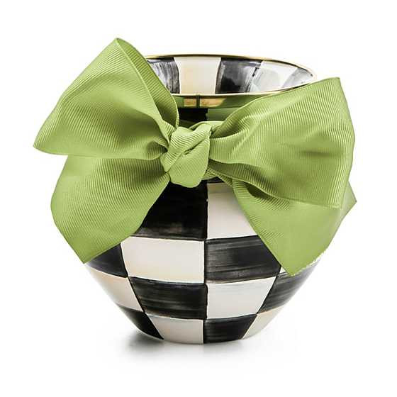 Courtly Check Enamel Vase - Green Bow | MacKenzie-Childs