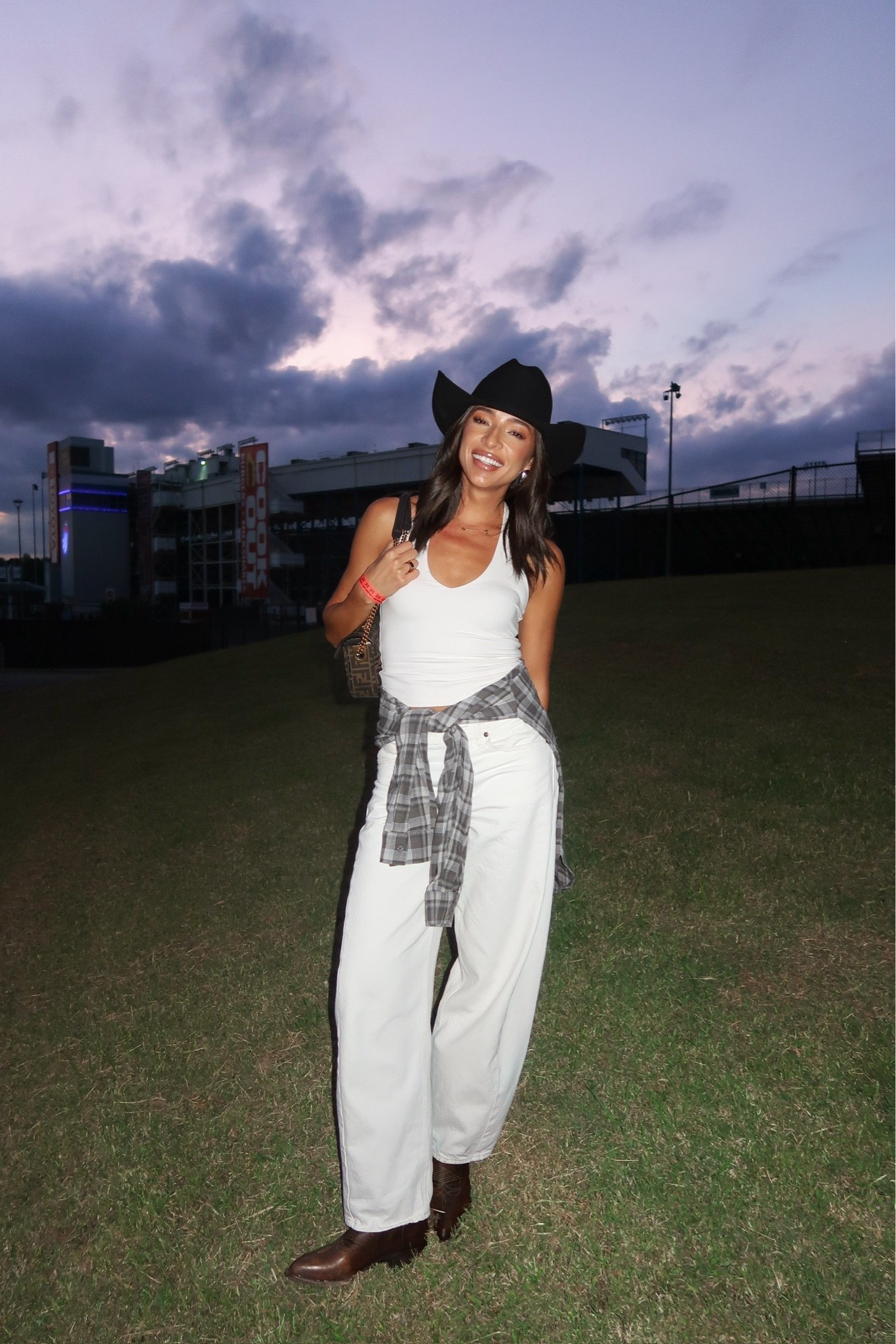 What I wore to a country concert 🎶 Wearing size S tank, size 27 barrel jeans - exact boots are old Frye but I’ve linked similars 

fall outfit, fall fashion, country concert outfits, fall concert outfit, Abercrombie jeans, plaid shirt

#LTKSeasonal