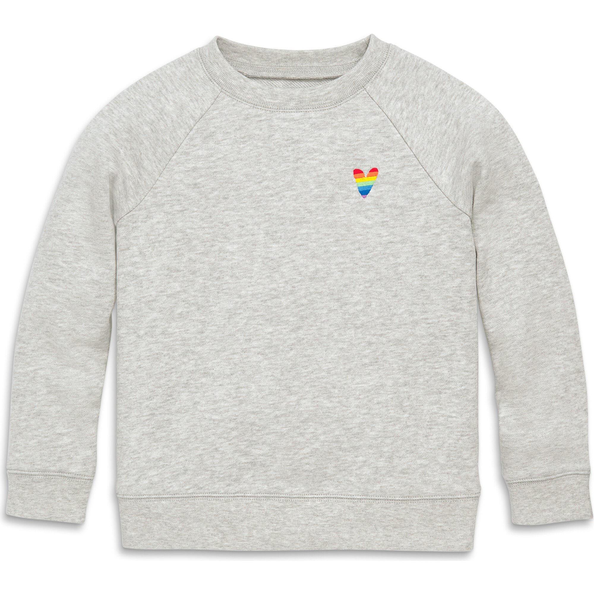 Kids Embroidered Rainbow Heart Sweatshirt, Heather Silver - Primary Tops | Maisonette | Maisonette