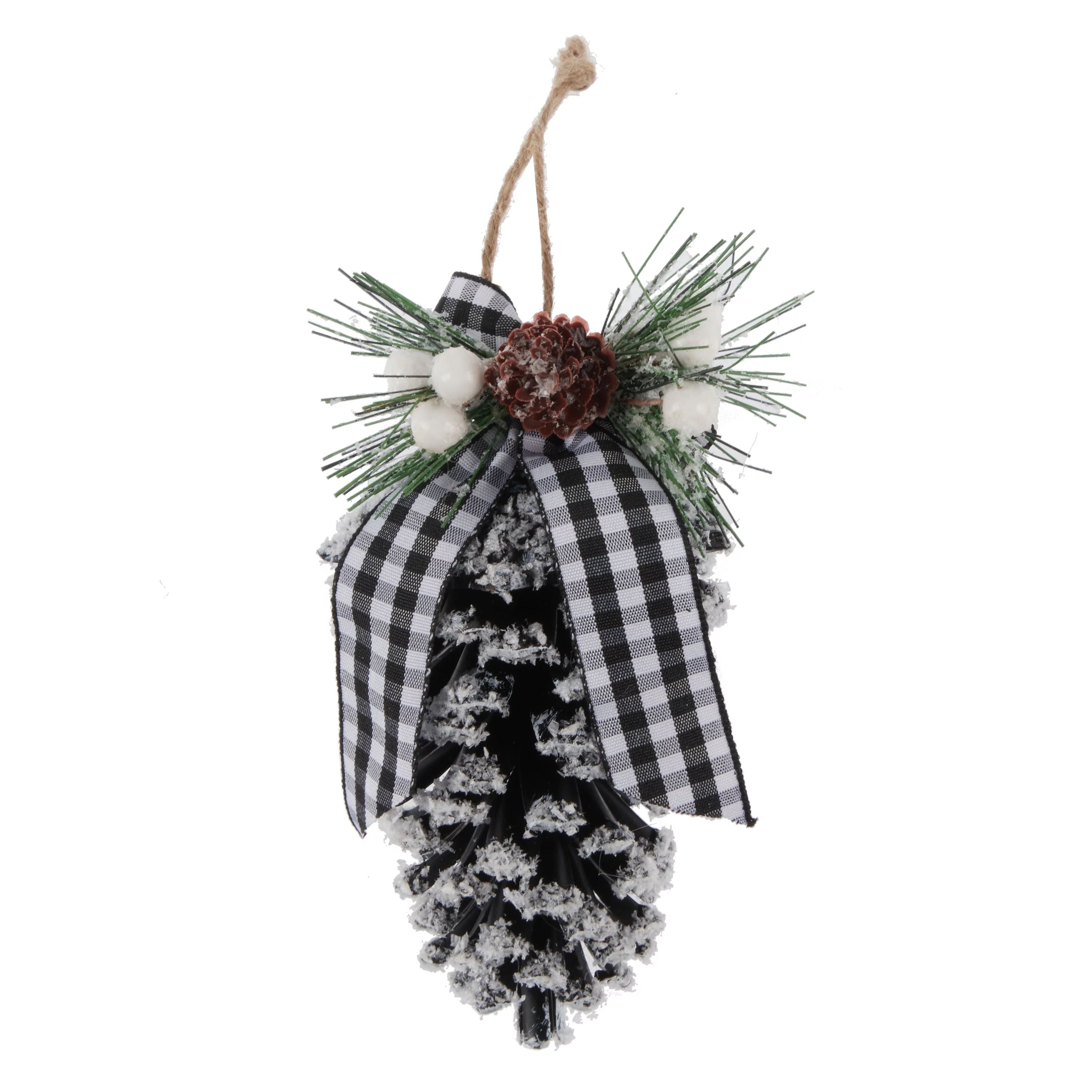 Holiday Time Pinecone Ornament with Plaid Bow | Walmart (US)