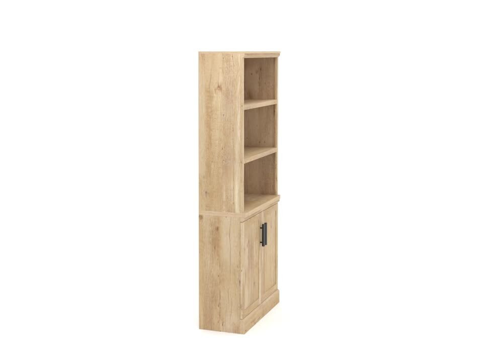 Aspen Post 29.291 in. Wide Prime Oak 5-Shelf Standard Bookcase with Doors | The Home Depot