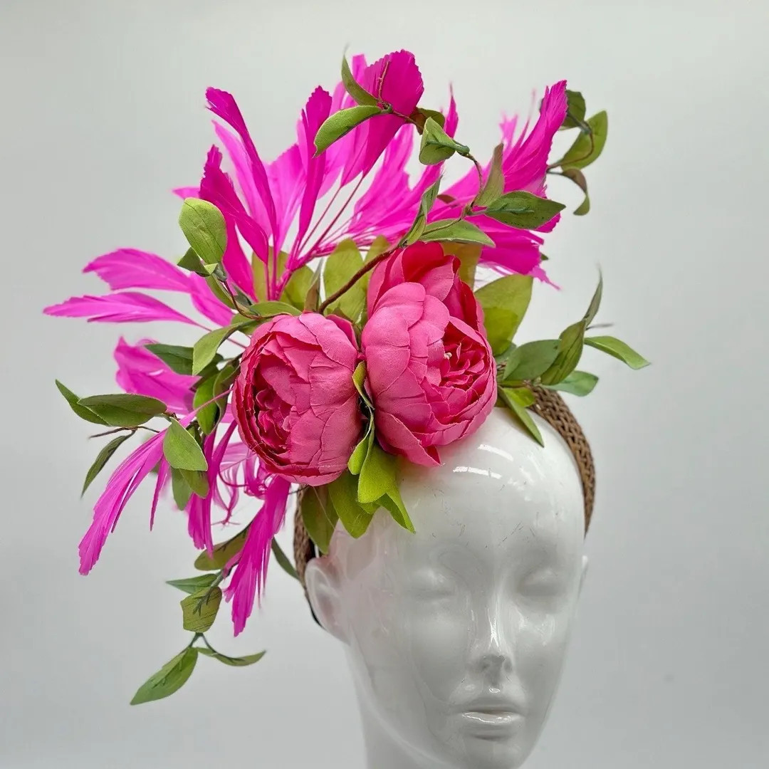 Pink and Green Derby Fascinator, Kentucky Derby Hat Alternative, Kentucky Derby Hat (GOLD LINE) -... | Etsy (US)