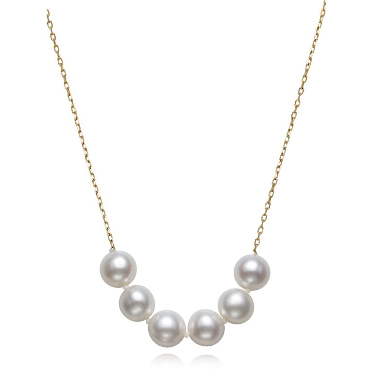 14KT Yellow Gold Floating White Cultured Freshwater Pearl Necklace, 18” | Walmart (US)