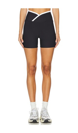 Recycled 6" V Waist Biker Short in Black & White | Revolve Clothing (Global)